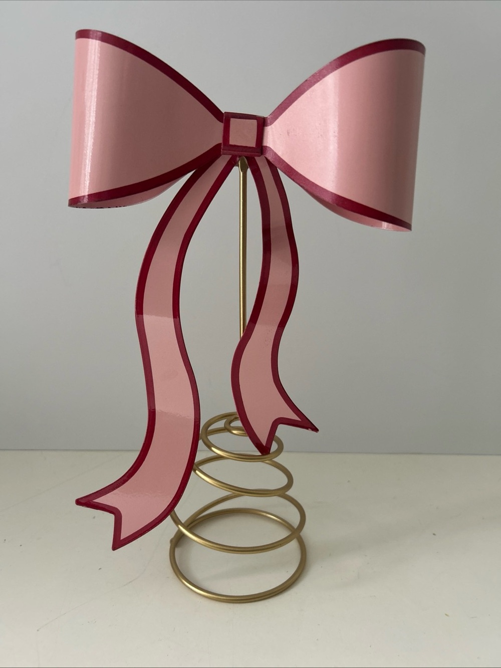 Pink Ribbon Bow Tree Topper Christmas & Valentines Day